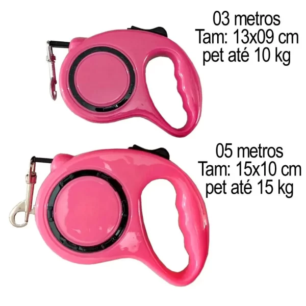 Guia Retrátil 3 e 5 metros para pet até 15 Kg c/botão de controle para regulagem , cão e gato - Image 2