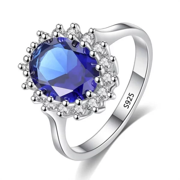 Anel tipo princesa com linda pedra central 3.2 ct safira azul industrial .