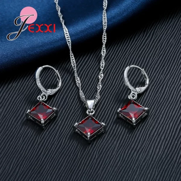 Conjunto de colar, pingente e brincos em prata 925 e zirconia. - Image 4