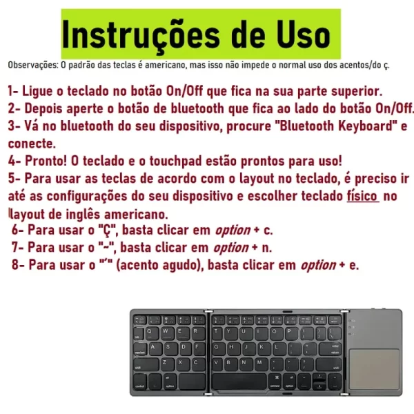 Mini teclado dobrável com touchpad , bluetooth . - Image 2