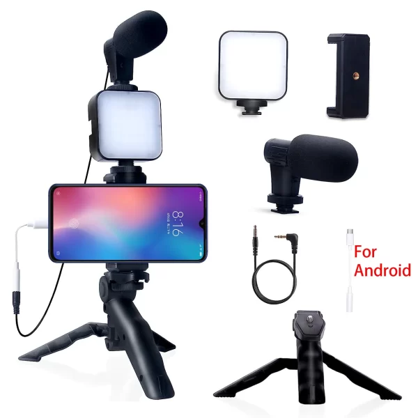 Kit smartphone para fazer lives (you tube , tik tok ....)com lâmpada, microfone e controle remoto. - Image 9