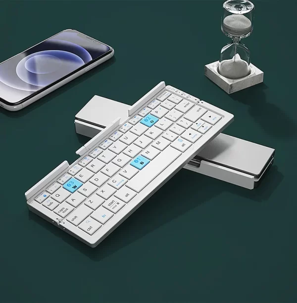 Mini teclado bluetooth dobrável com suporte para telefone celular. - Image 7