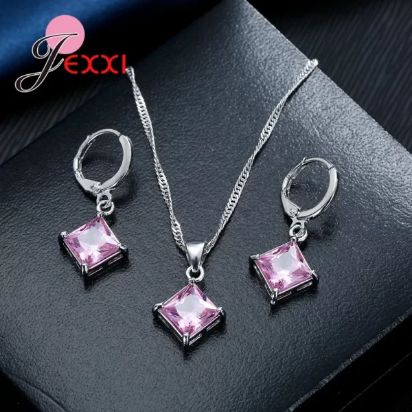 Conjunto de colar, pingente e brincos em prata 925 e zirconia. - Image 3