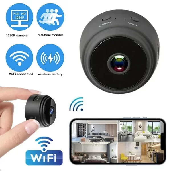 Mini Câmera  HD Wifi Monitor de Segurança sem fio , gravador inteligente.