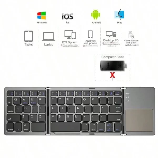 Mini teclado dobrável com touchpad , bluetooth .