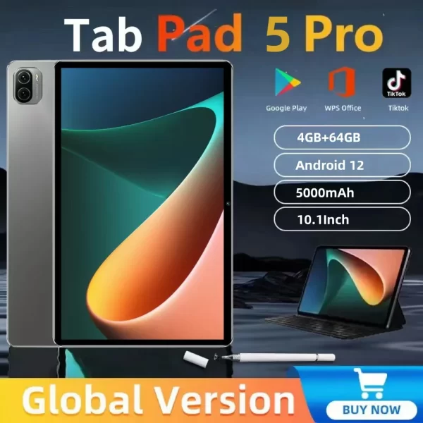 Tablet Original , versão  Global 2024  HD 4K 10.1 polegadas  Pro Android 12 4GB+64GB 6000mAh GPS 5G Dual SIM Card WiFi Mi Tab