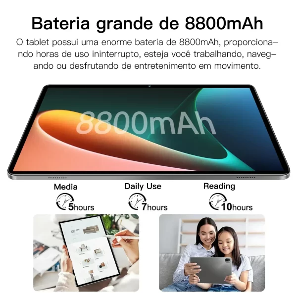 Tablet Original , versão  Global 2024  HD 4K 10.1 polegadas  Pro Android 12 4GB+64GB 6000mAh GPS 5G Dual SIM Card WiFi Mi Tab - Image 4